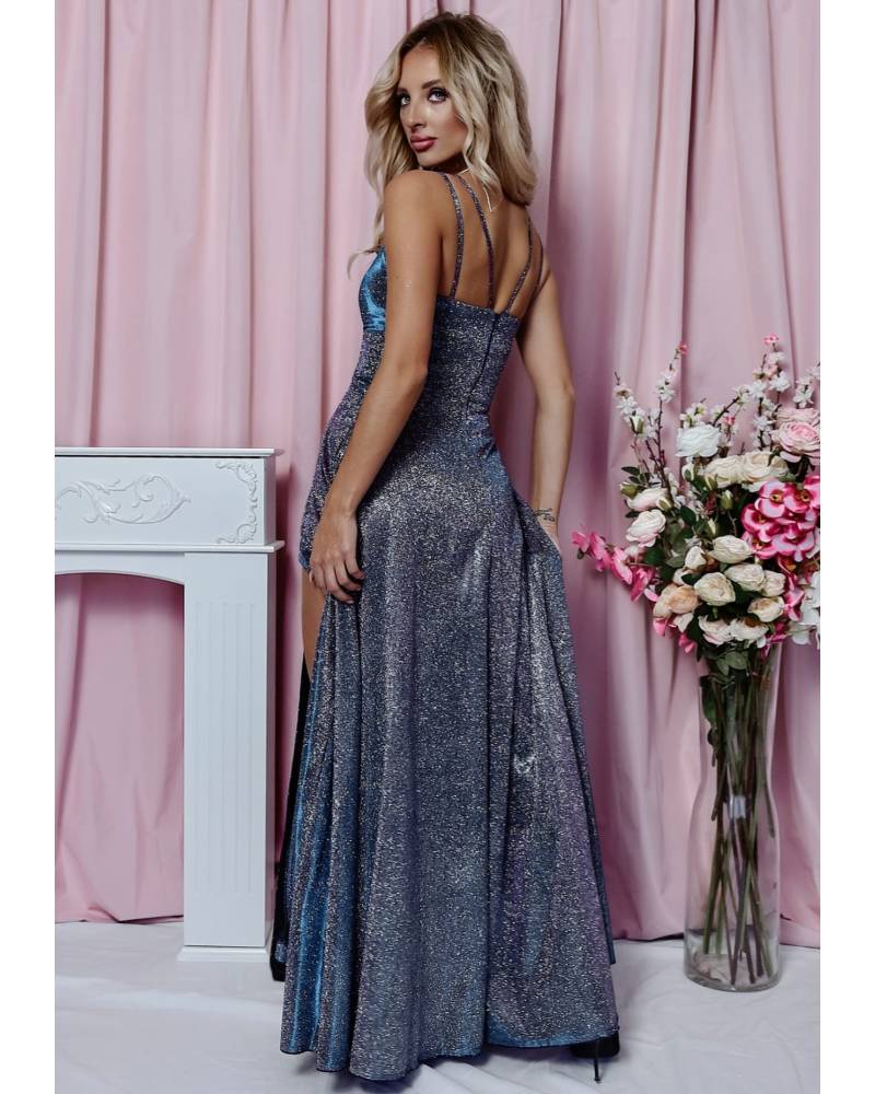 11001. TIFANI LUX MULTI srebrny - amarant - niebieski